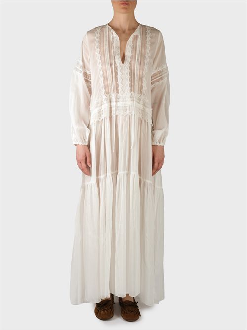 Abito lungo in cotone e seta con dettagli ricamati ERMANNO SCERVINO | D464Q620RUQ10602